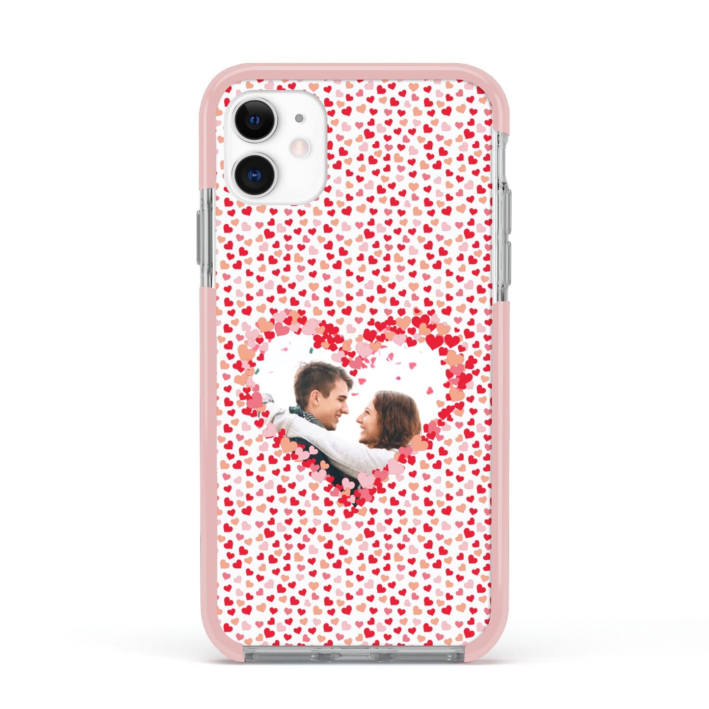 Valentines Photo Personalised Apple iPhone 11 in White with Pink Impact Case