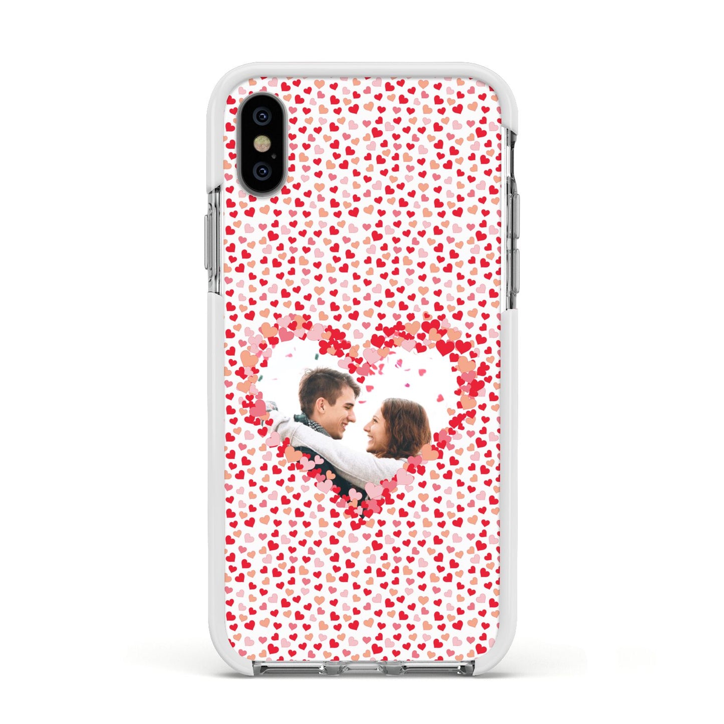 Valentines Photo Personalised Apple iPhone Xs Impact Case White Edge on Silver Phone