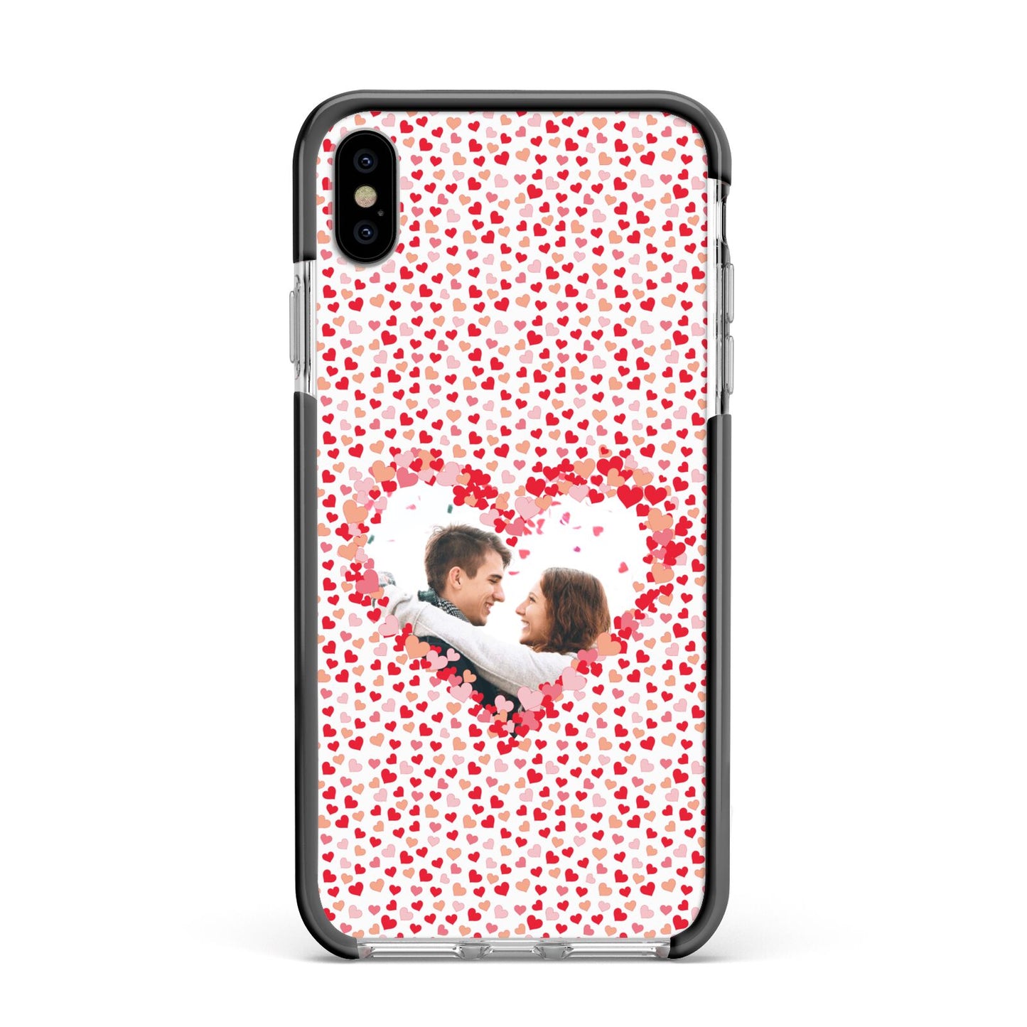 Valentines Photo Personalised Apple iPhone Xs Max Impact Case Black Edge on Silver Phone