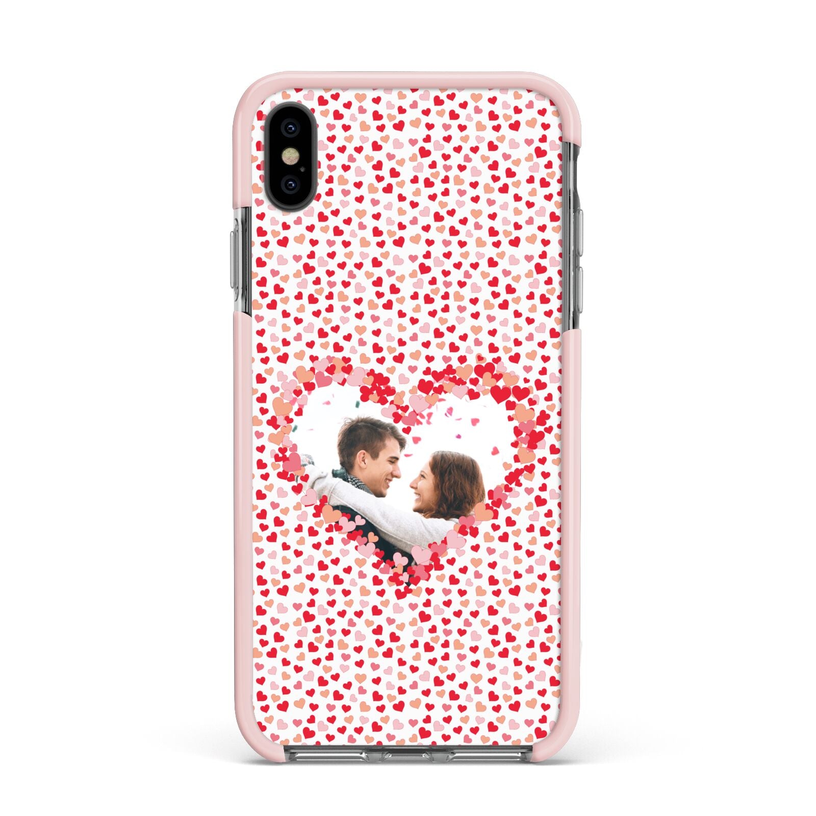 Valentines Photo Personalised Apple iPhone Xs Max Impact Case Pink Edge on Black Phone