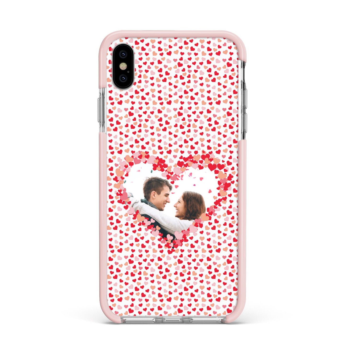 Valentines Photo Personalised Apple iPhone Xs Max Impact Case Pink Edge on Silver Phone