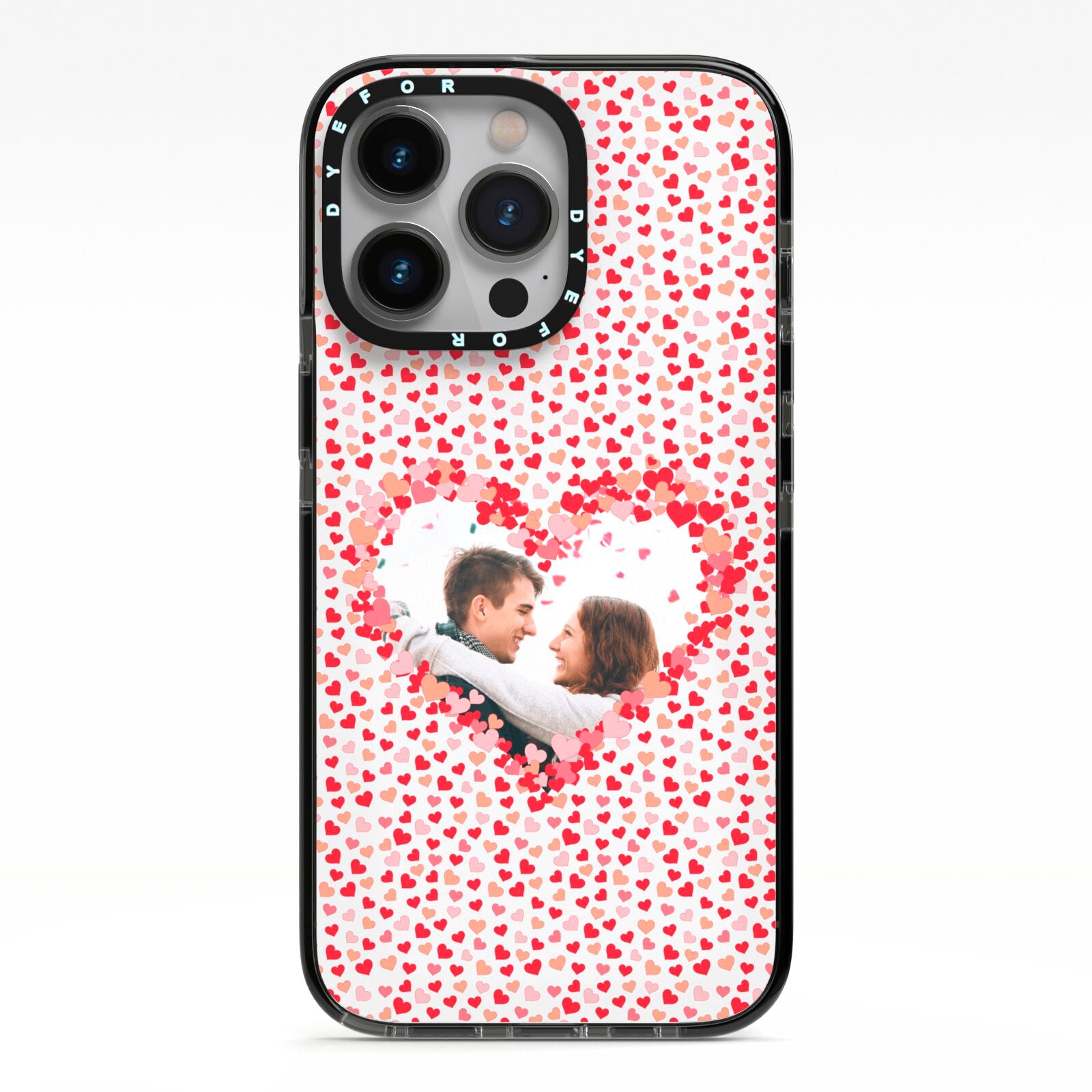 Valentines Photo Personalised iPhone 13 Pro Black Impact Case on Silver phone