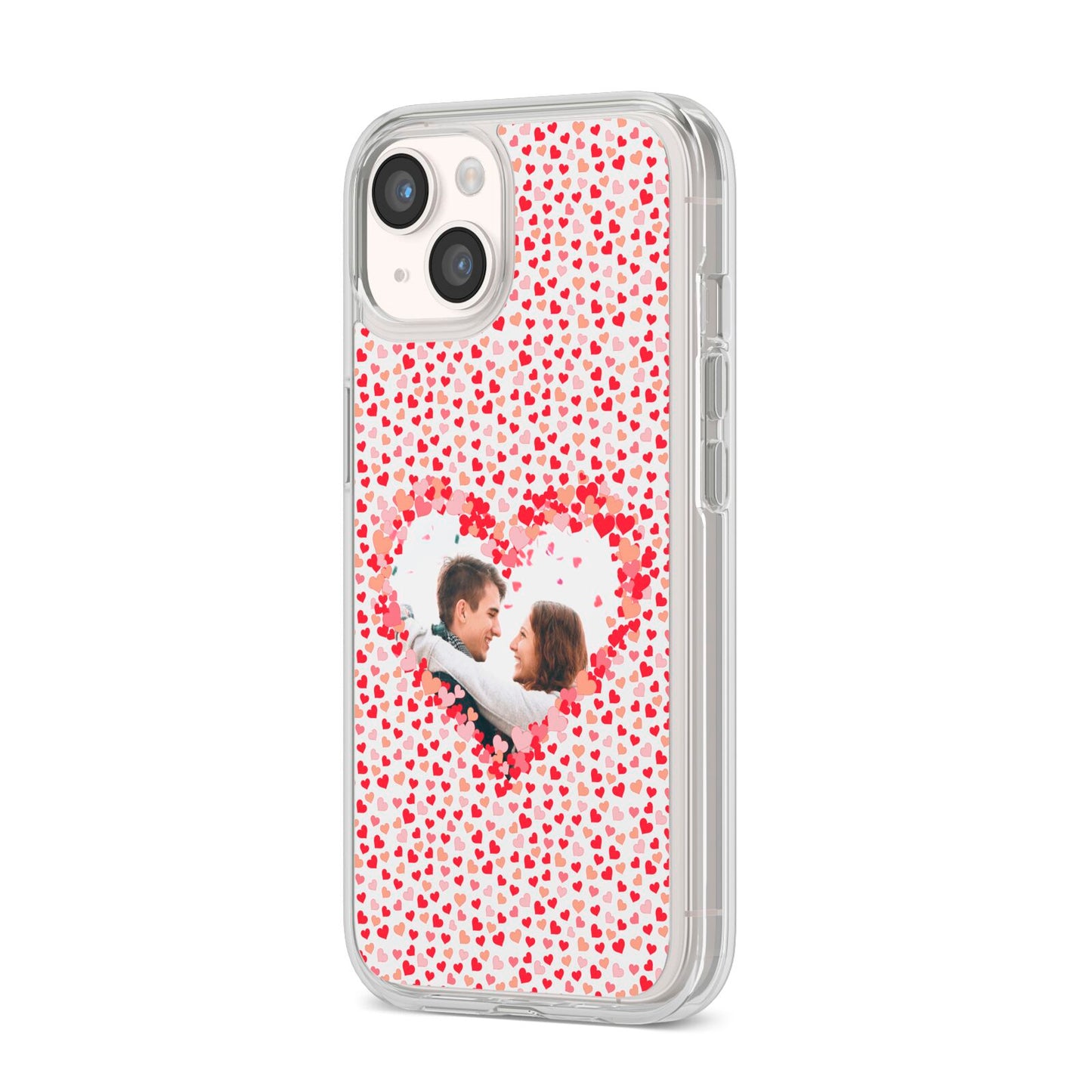 Valentines Photo Personalised iPhone 14 Clear Tough Case Starlight Angled Image