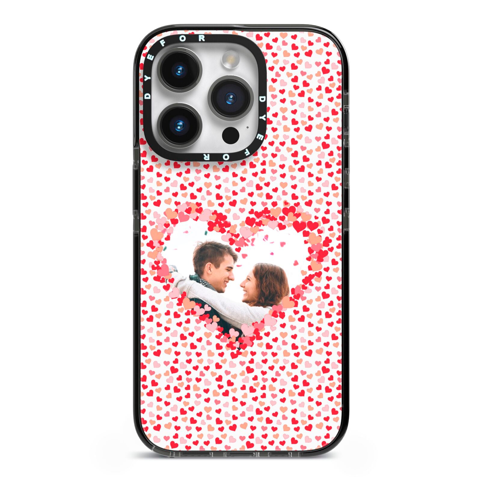 Valentines Photo Personalised iPhone 14 Pro Black Impact Case on Silver phone