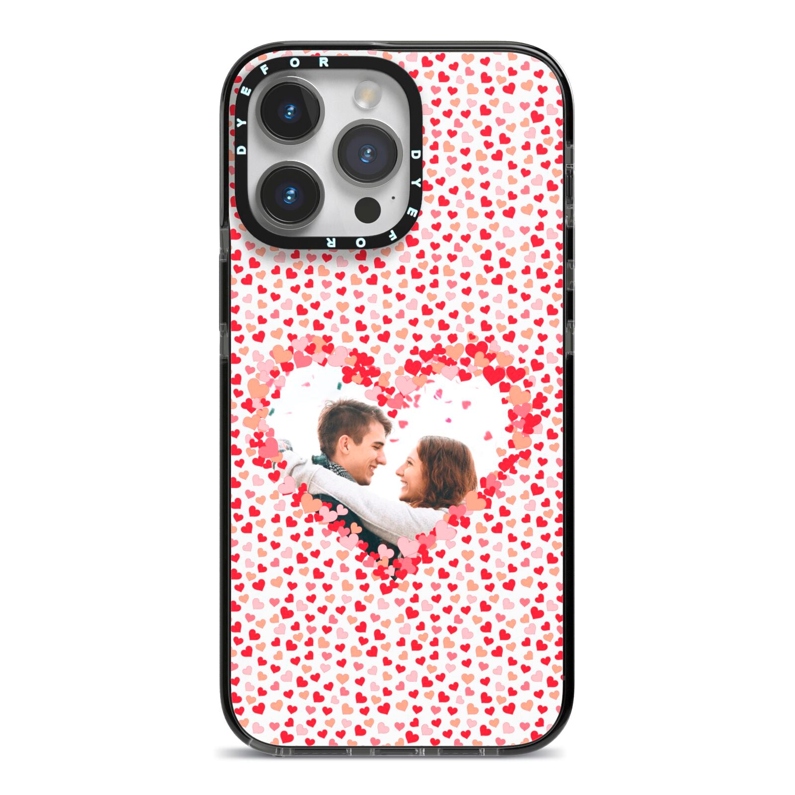 Valentines Photo Personalised iPhone 14 Pro Max Black Impact Case on Silver phone