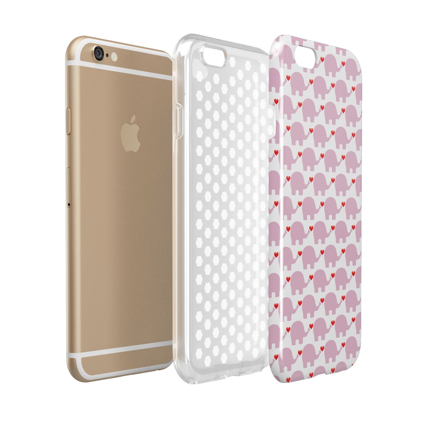 Valentines Pink Elephants Apple iPhone 6 3D Tough Case Expanded view