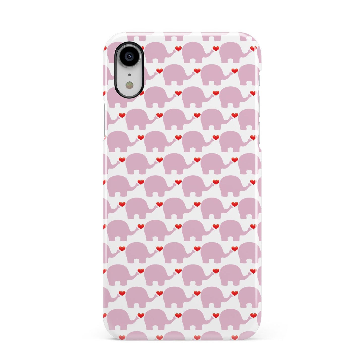 Valentines Pink Elephants Apple iPhone XR White 3D Snap Case