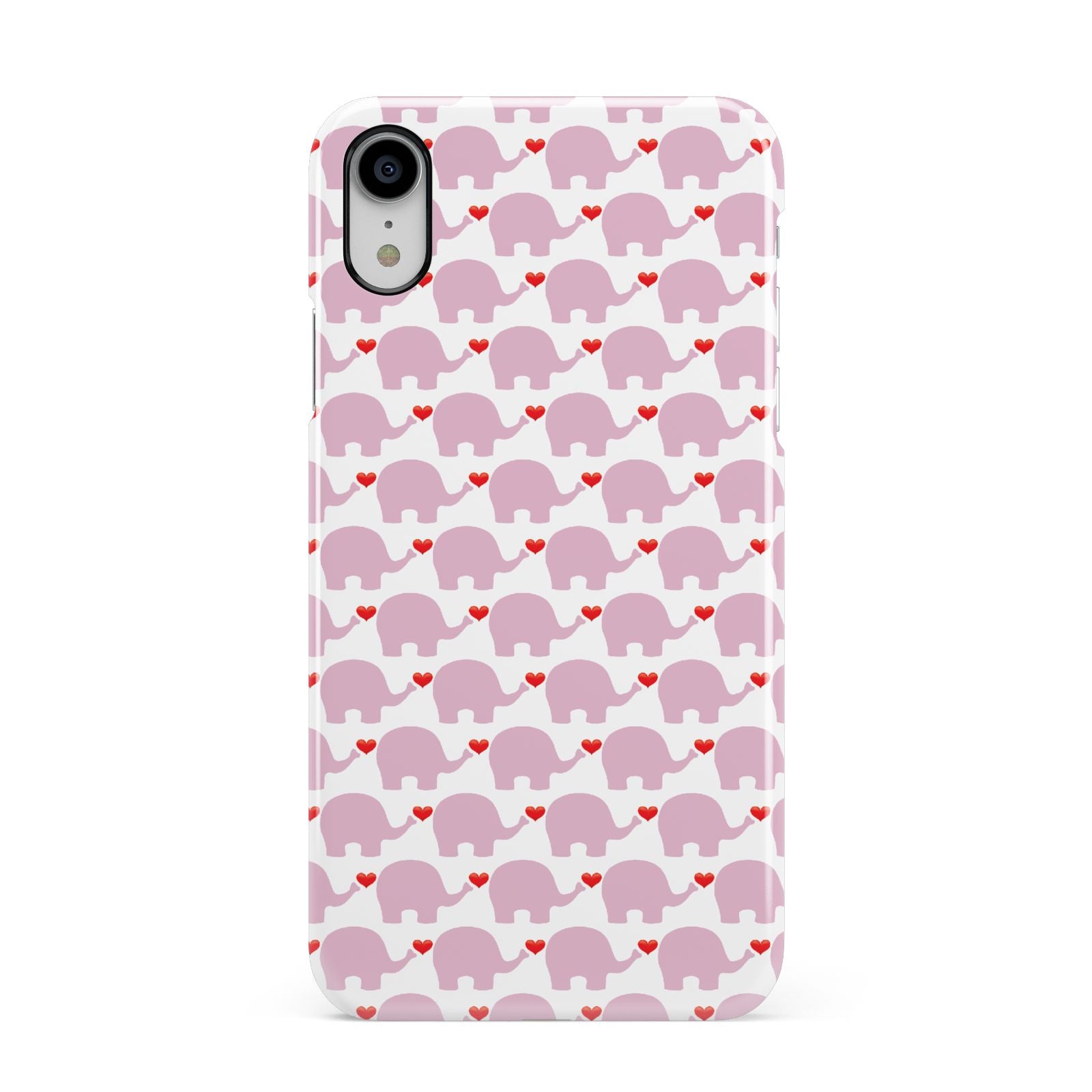 Valentines Pink Elephants Apple iPhone XR White 3D Snap Case