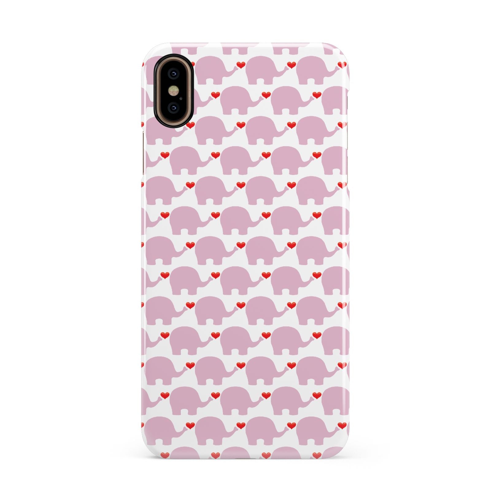 Valentines Pink Elephants Apple iPhone Xs Max 3D Snap Case
