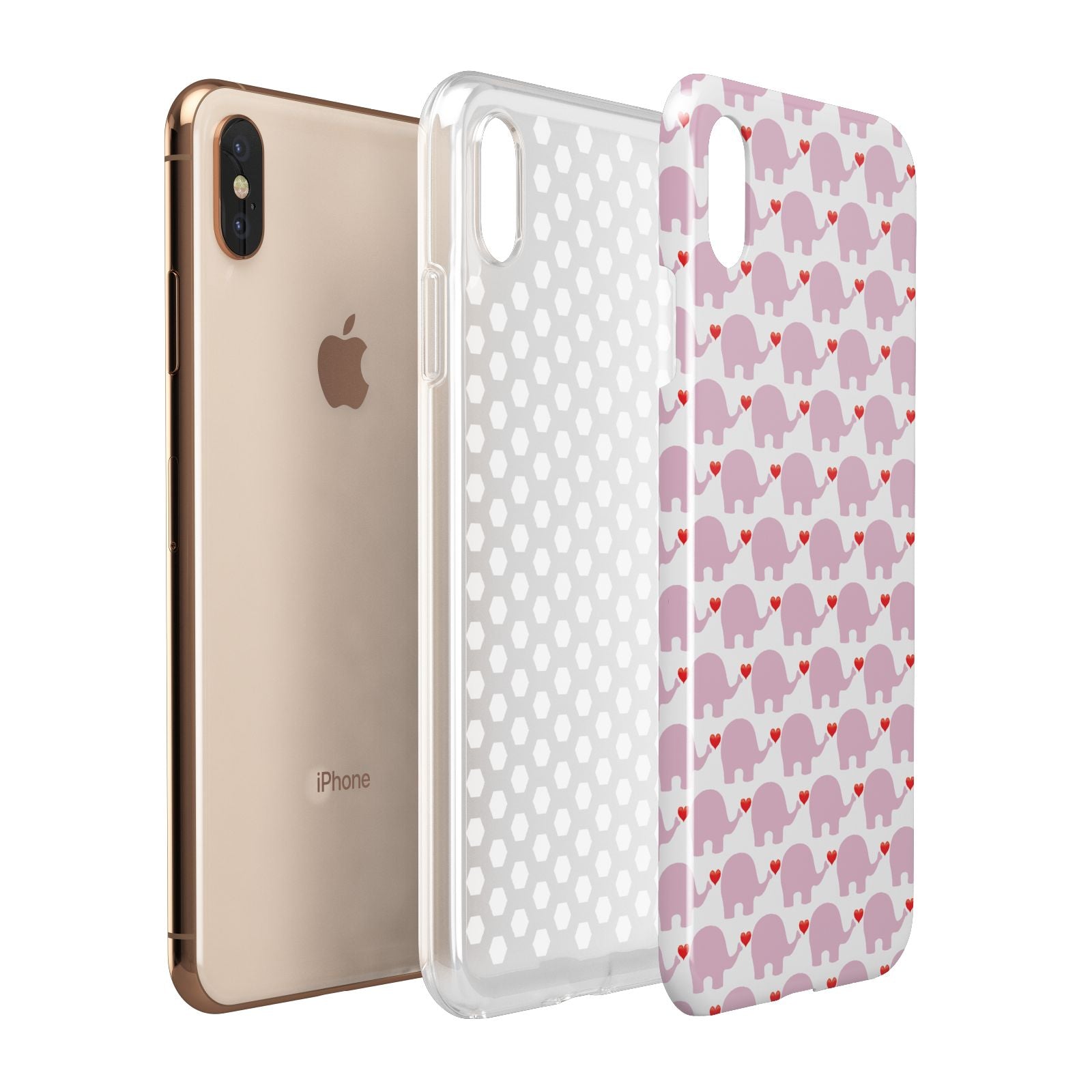Valentines Pink Elephants Apple iPhone Xs Max 3D Tough Case Expanded View