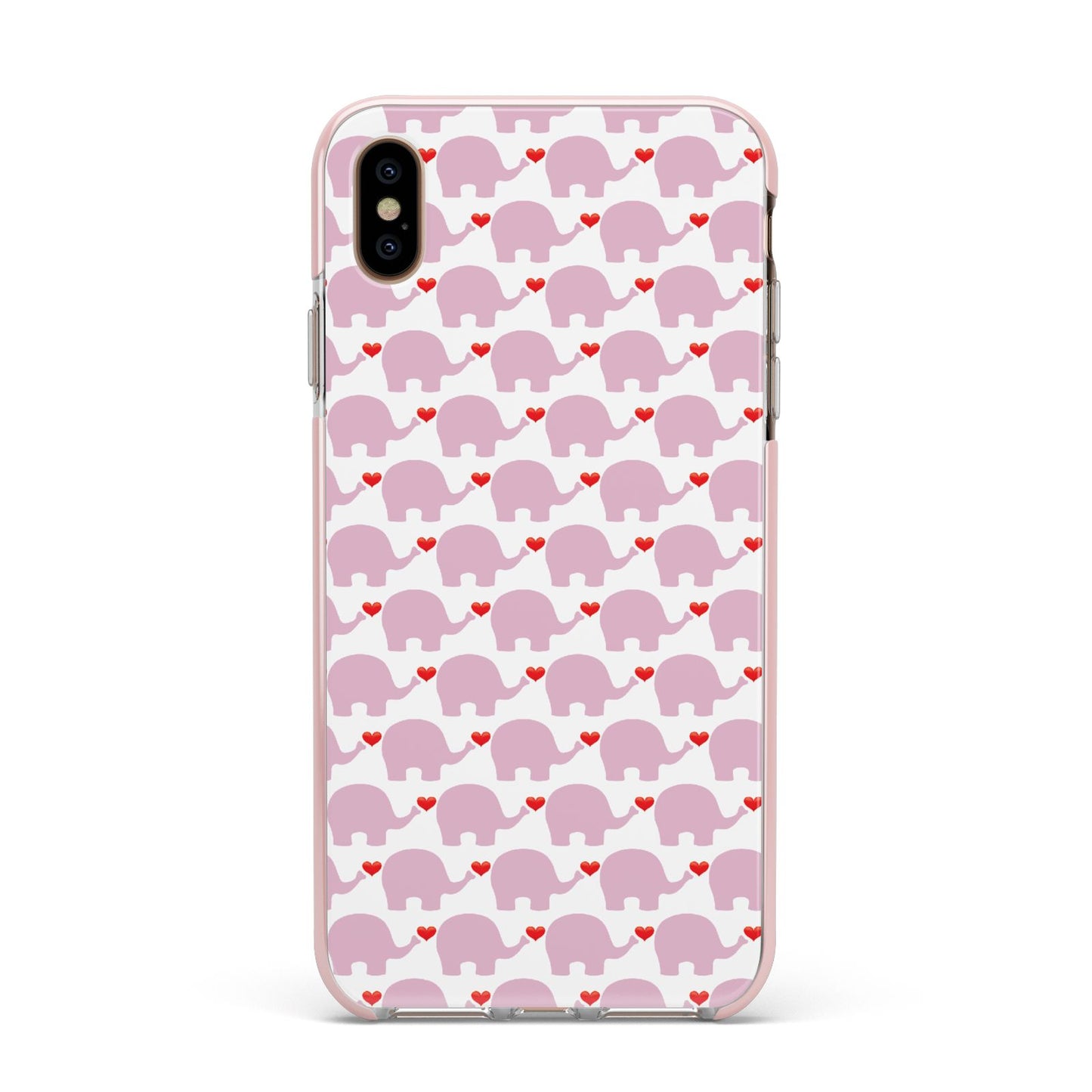 Valentines Pink Elephants Apple iPhone Xs Max Impact Case Pink Edge on Gold Phone
