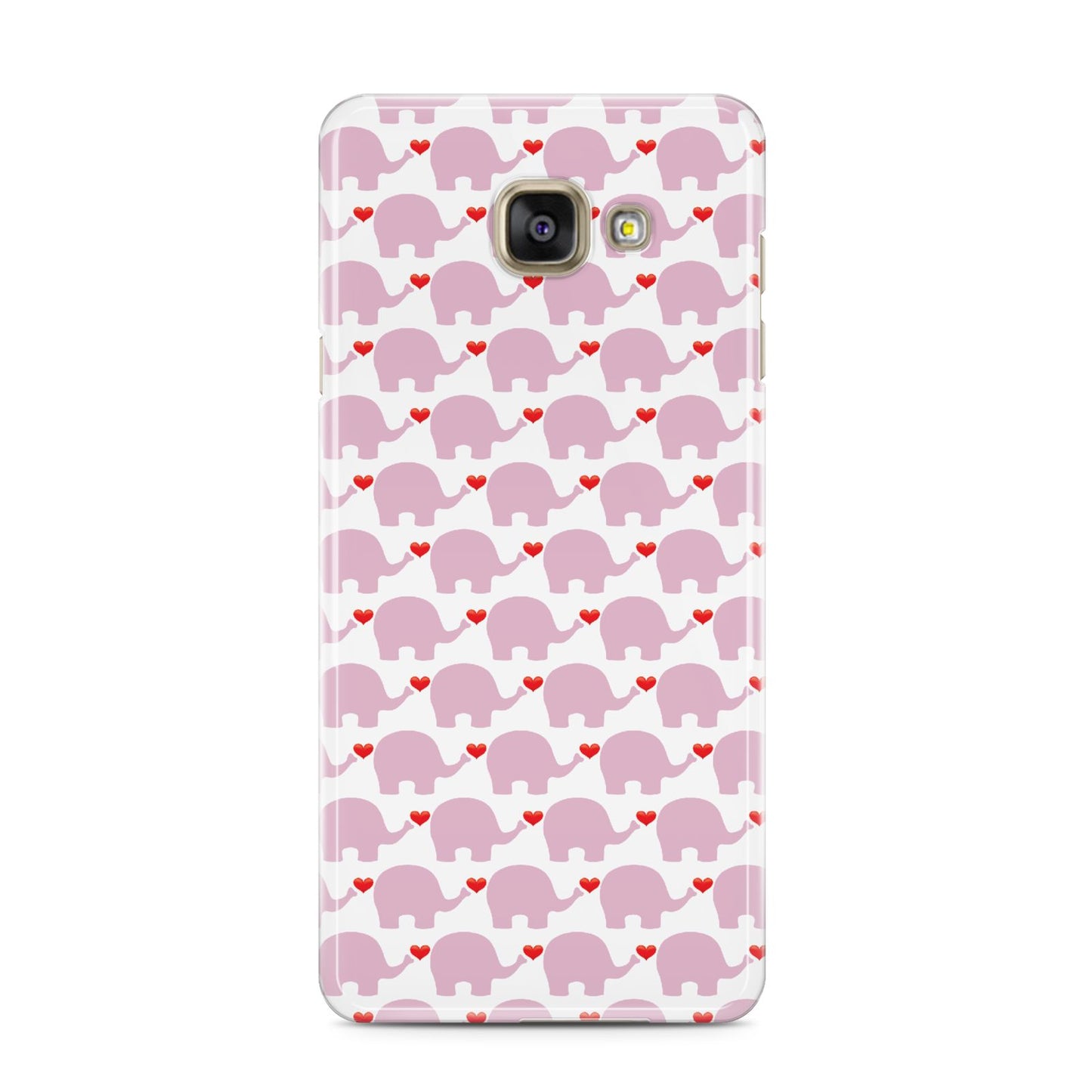 Valentines Pink Elephants Samsung Galaxy A3 2016 Case on gold phone
