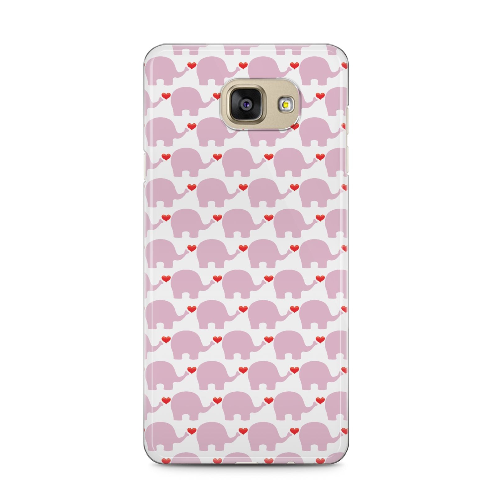 Valentines Pink Elephants Samsung Galaxy A5 2016 Case on gold phone