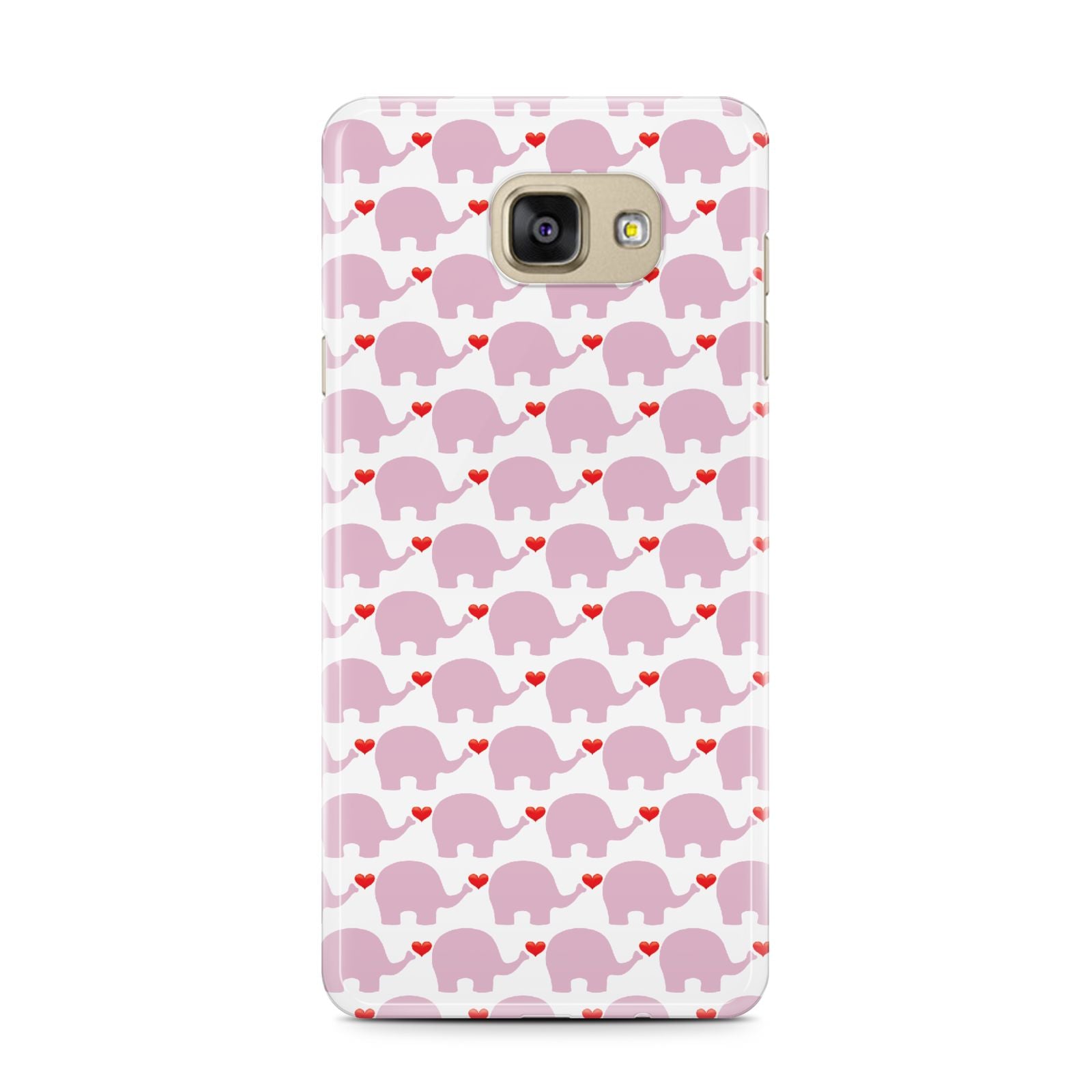 Valentines Pink Elephants Samsung Galaxy A7 2016 Case on gold phone