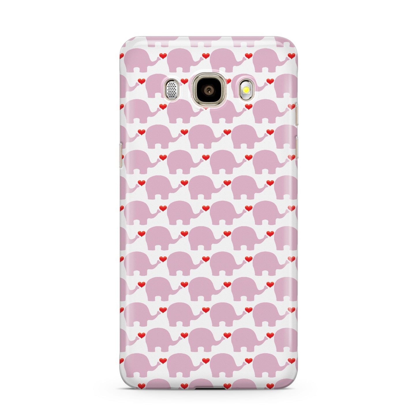 Valentines Pink Elephants Samsung Galaxy J7 2016 Case on gold phone