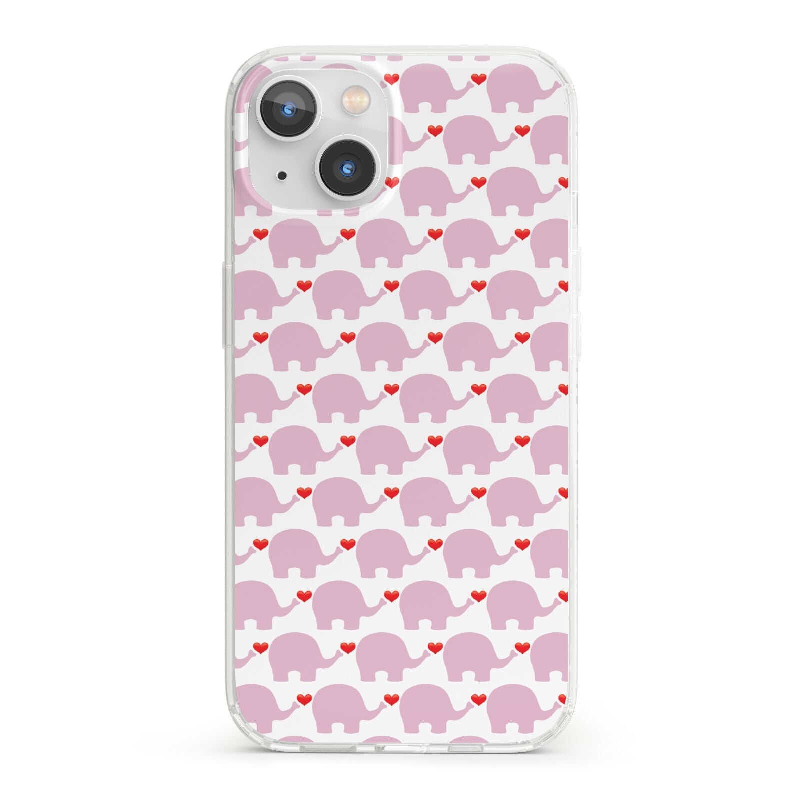 Valentines Pink Elephants iPhone 13 Clear Bumper Case