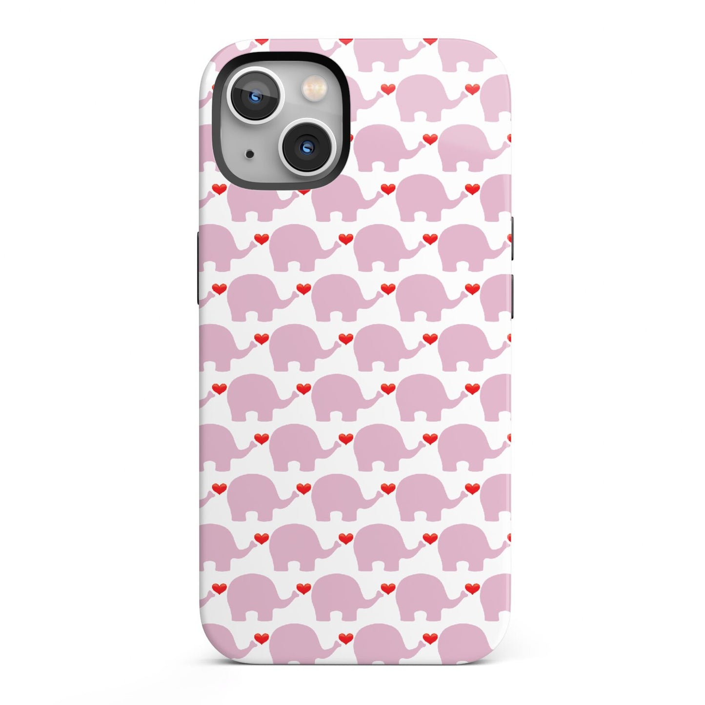 Valentines Pink Elephants iPhone 13 Full Wrap 3D Tough Case