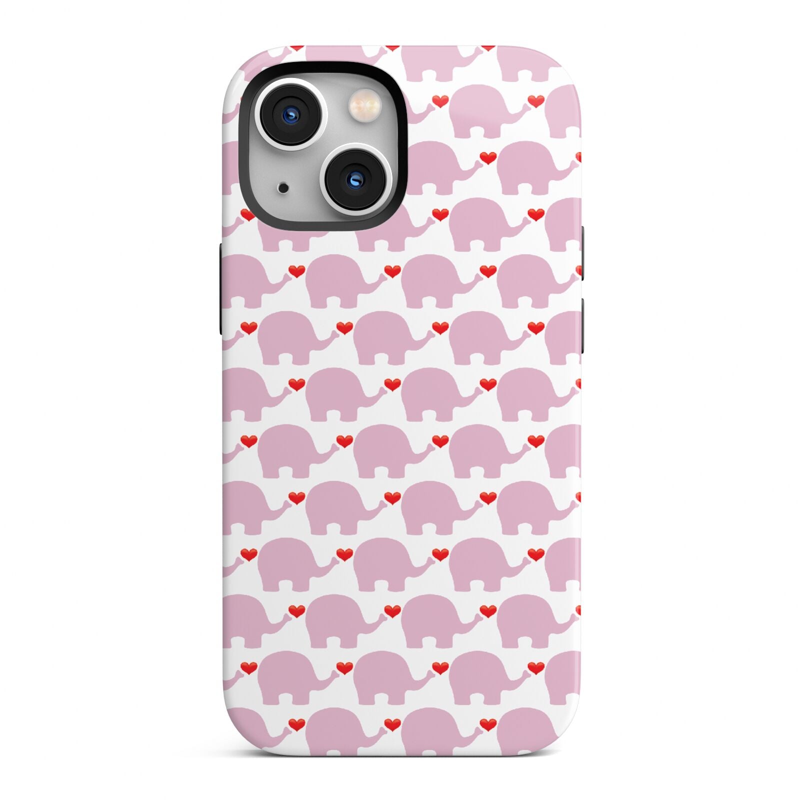 Valentines Pink Elephants iPhone 13 Mini Full Wrap 3D Tough Case