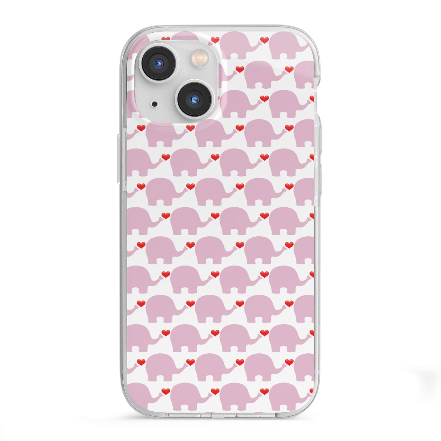 Valentines Pink Elephants iPhone 13 Mini TPU Impact Case with White Edges