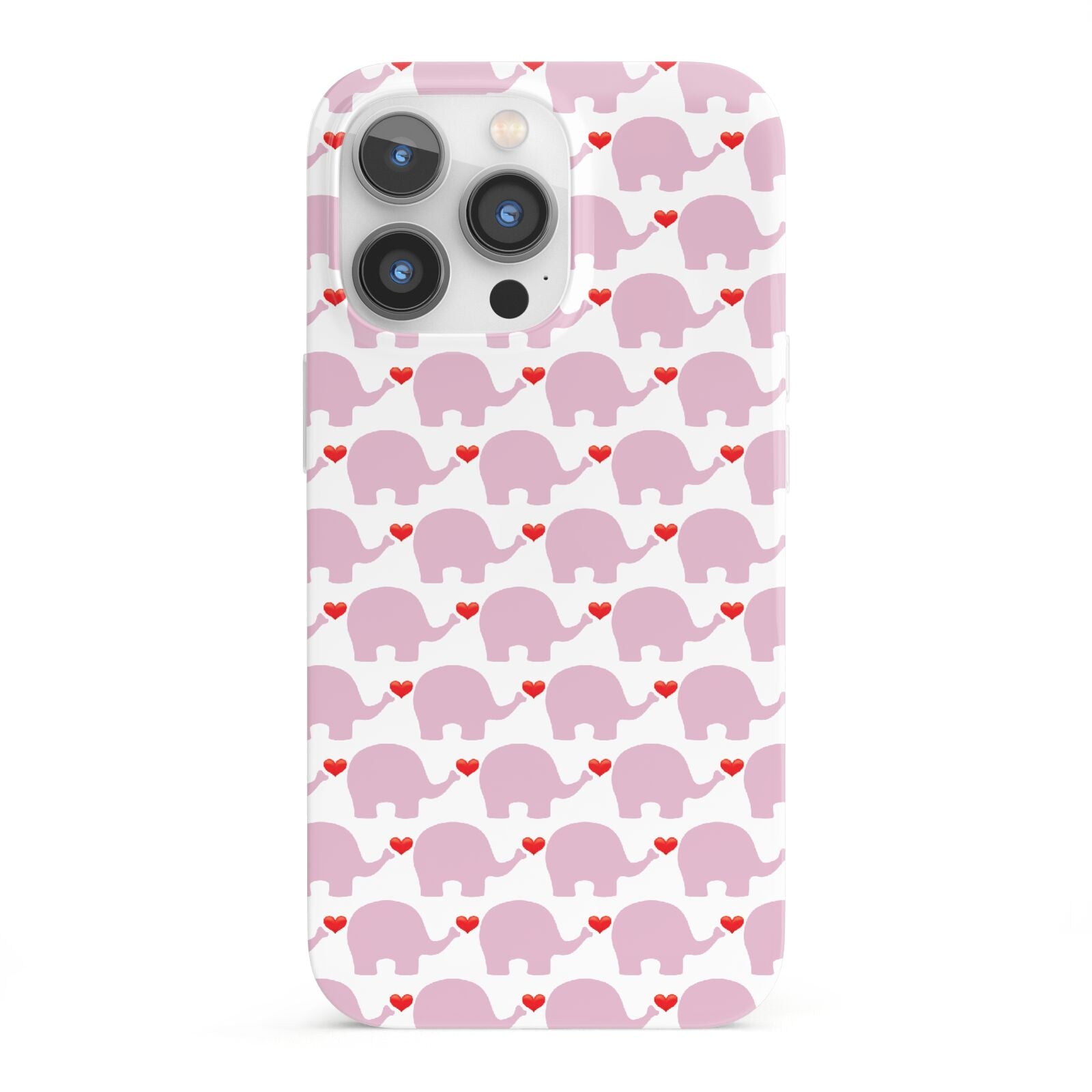 Valentines Pink Elephants iPhone 13 Pro Full Wrap 3D Snap Case
