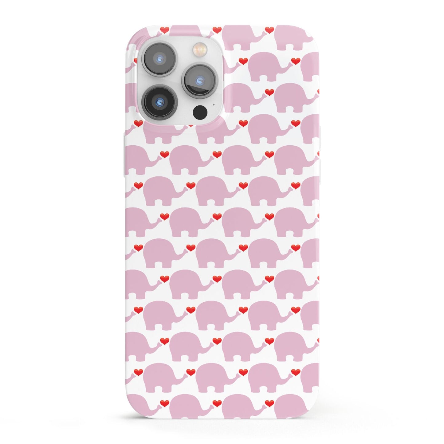 Valentines Pink Elephants iPhone 13 Pro Max Full Wrap 3D Snap Case
