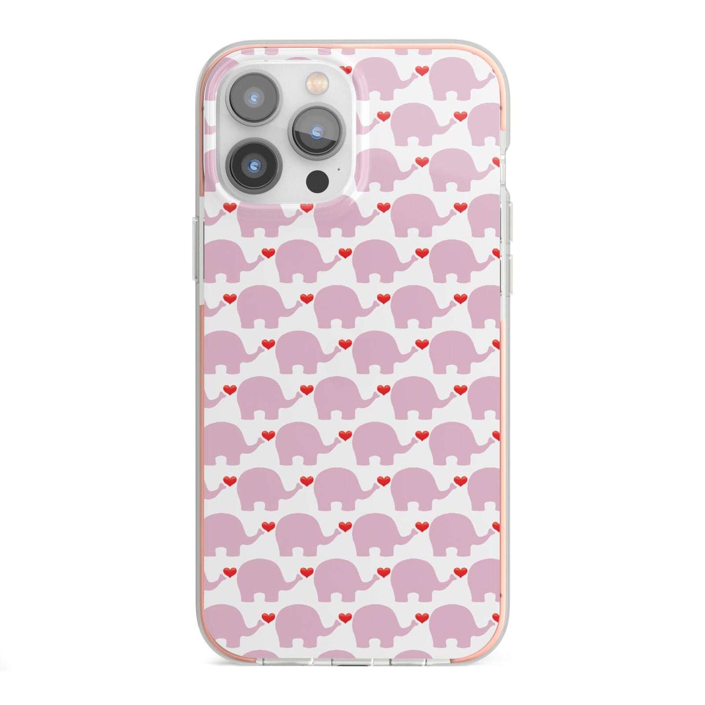 Valentines Pink Elephants iPhone 13 Pro Max TPU Impact Case with Pink Edges