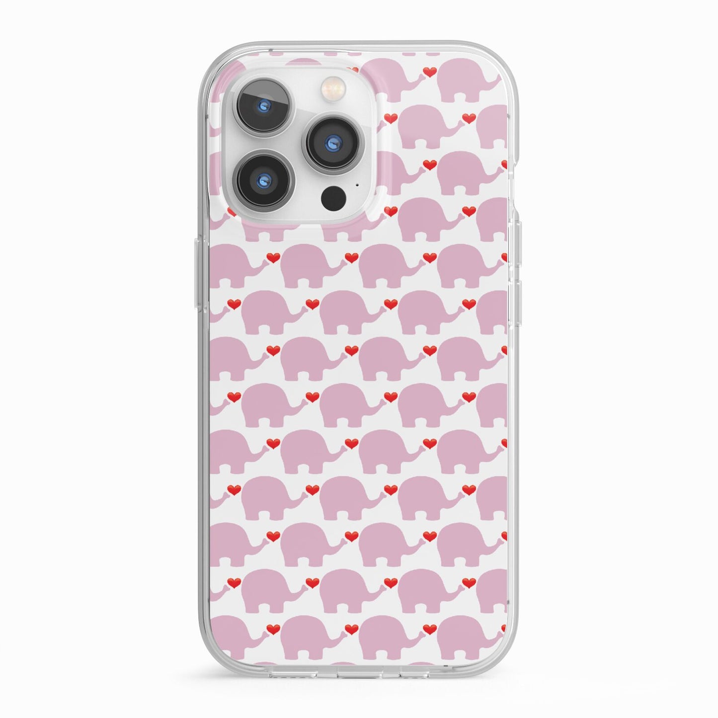 Valentines Pink Elephants iPhone 13 Pro TPU Impact Case with White Edges
