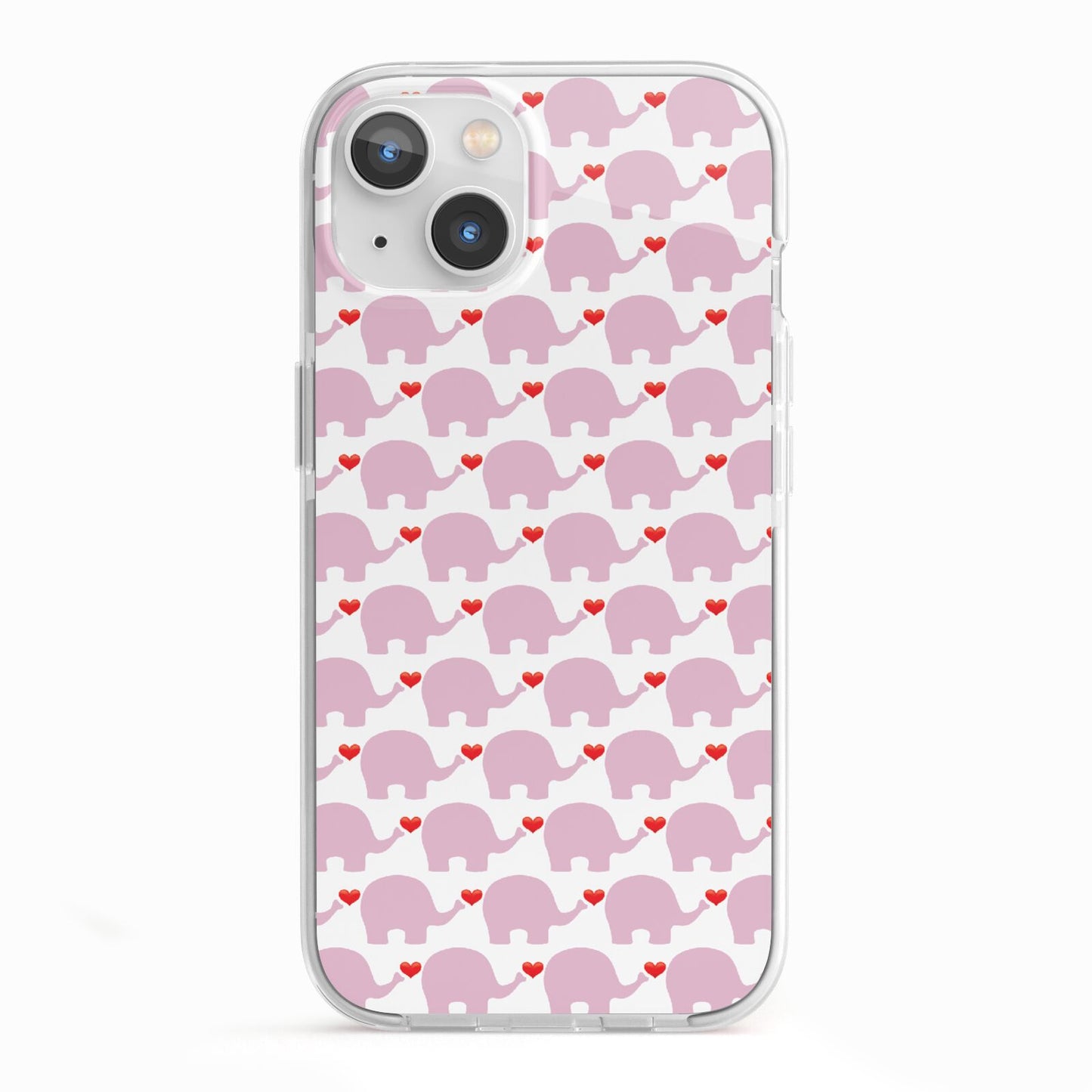Valentines Pink Elephants iPhone 13 TPU Impact Case with White Edges