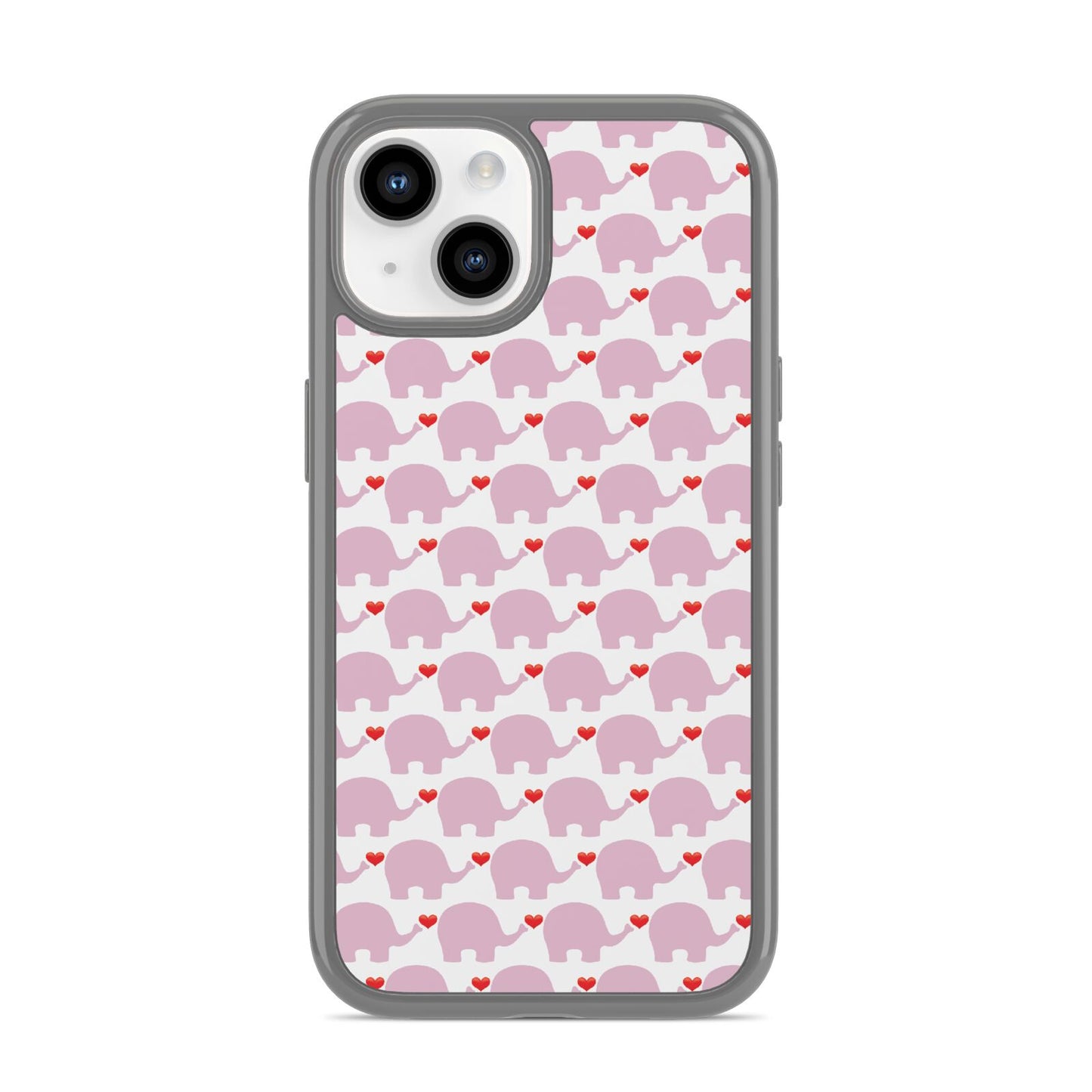 Valentines Pink Elephants iPhone 14 Clear Tough Case Starlight