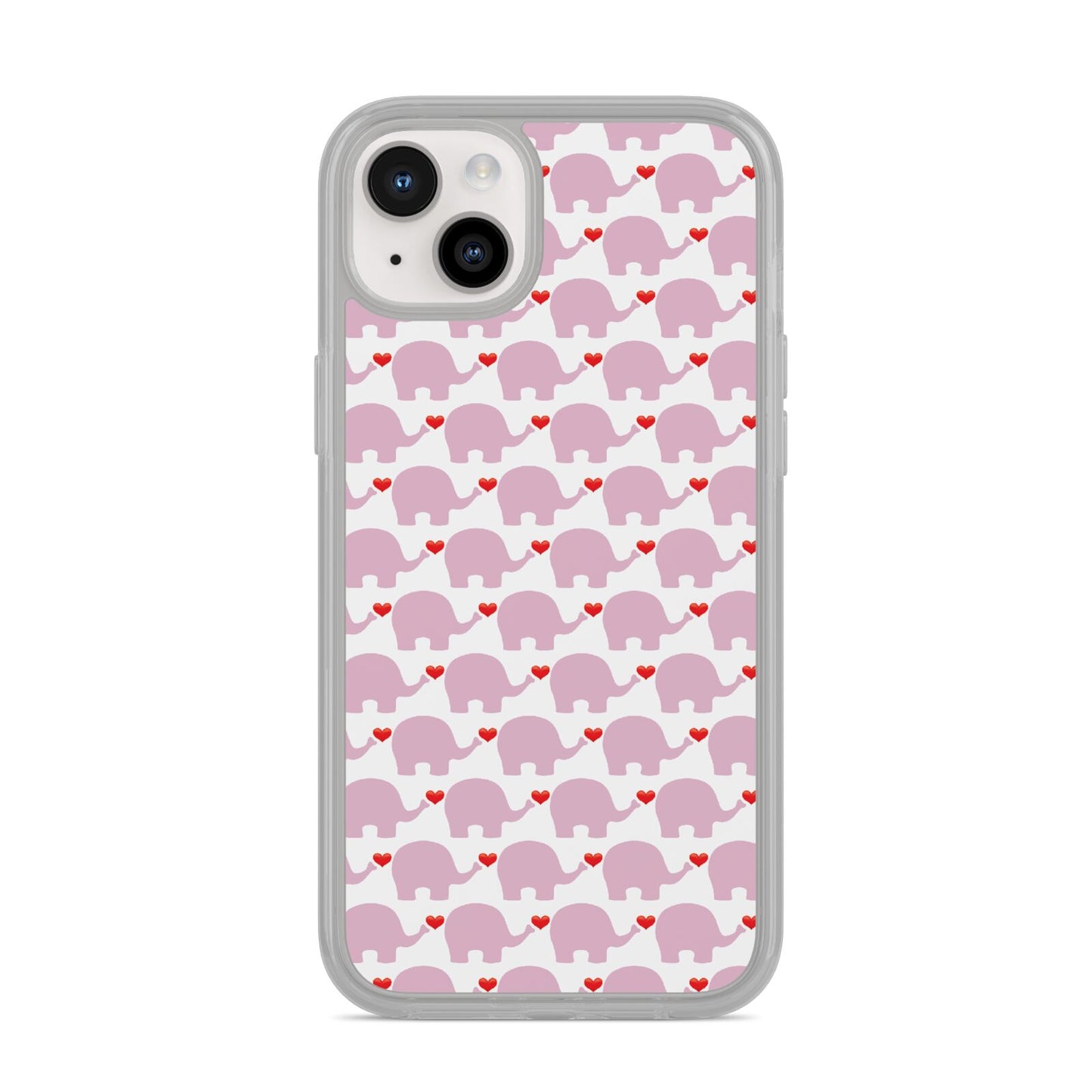 Valentines Pink Elephants iPhone 14 Plus Clear Tough Case Starlight
