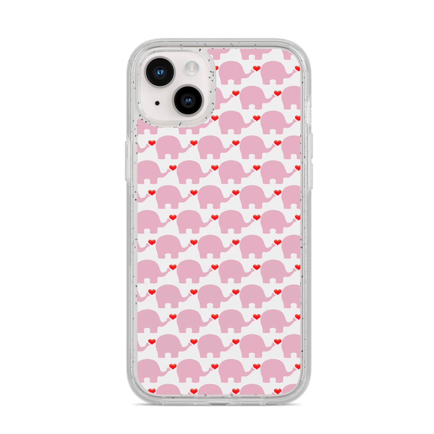 Valentines Pink Elephants iPhone 14 Plus Glitter Tough Case Starlight