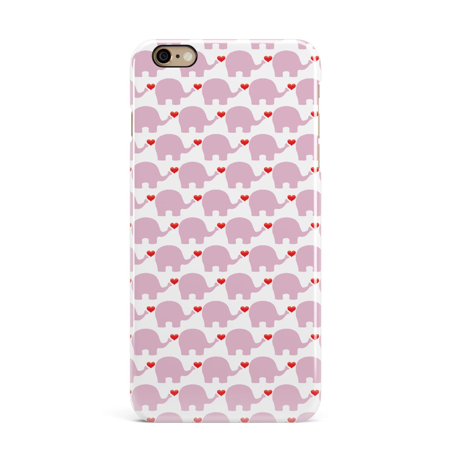 Valentines Pink Elephants iPhone 6 Plus 3D Snap Case on Gold Phone