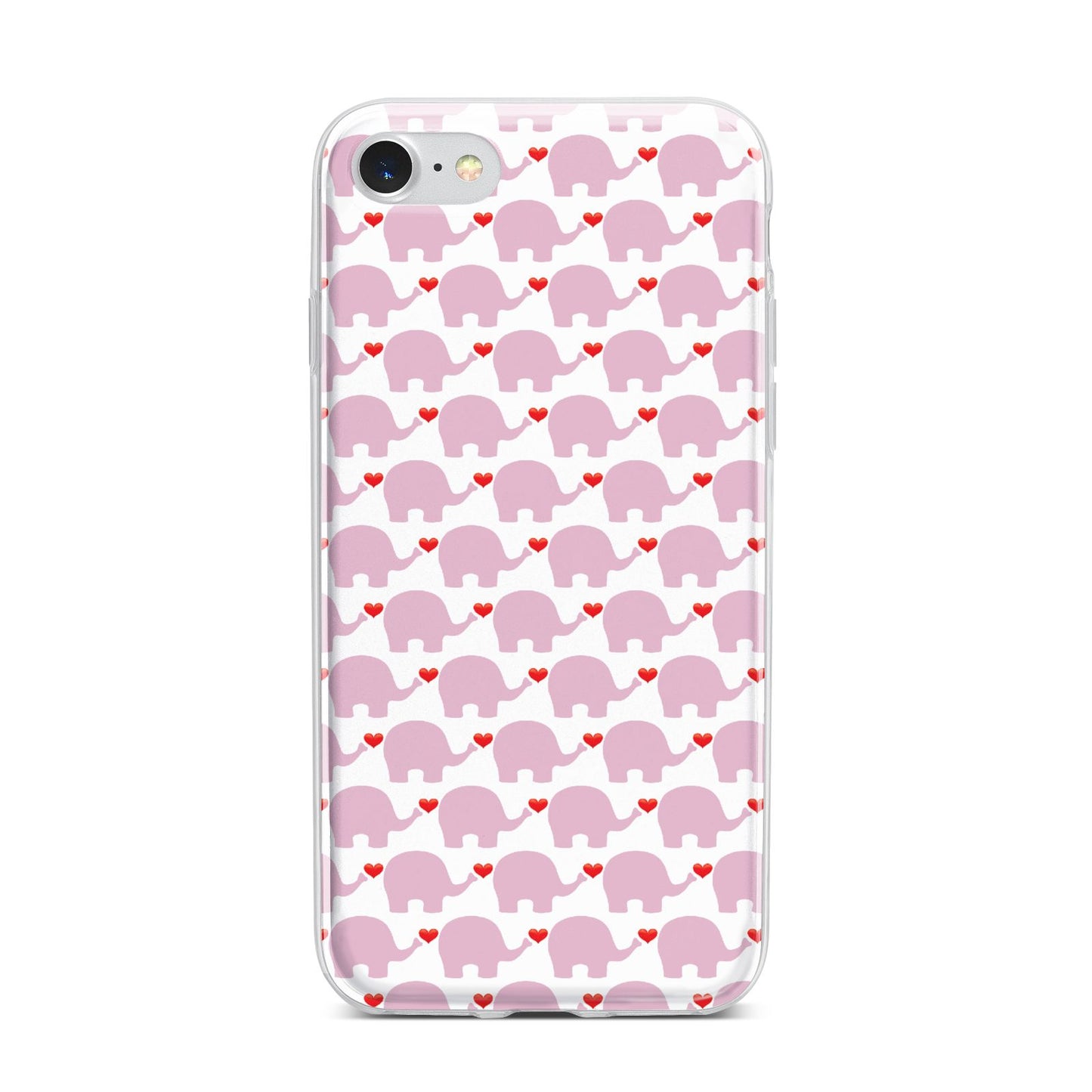 Valentines Pink Elephants iPhone 7 Bumper Case on Silver iPhone