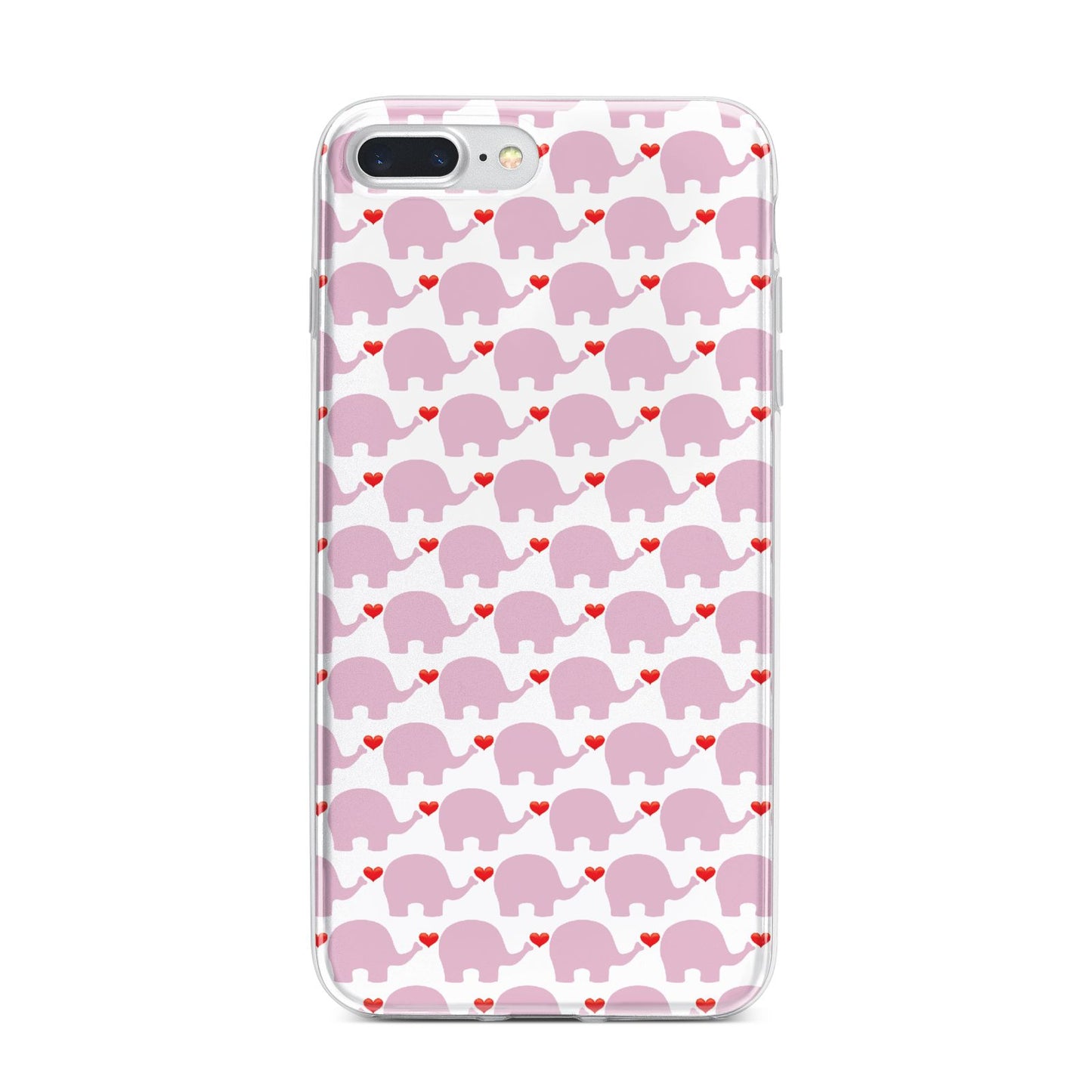 Valentines Pink Elephants iPhone 7 Plus Bumper Case on Silver iPhone