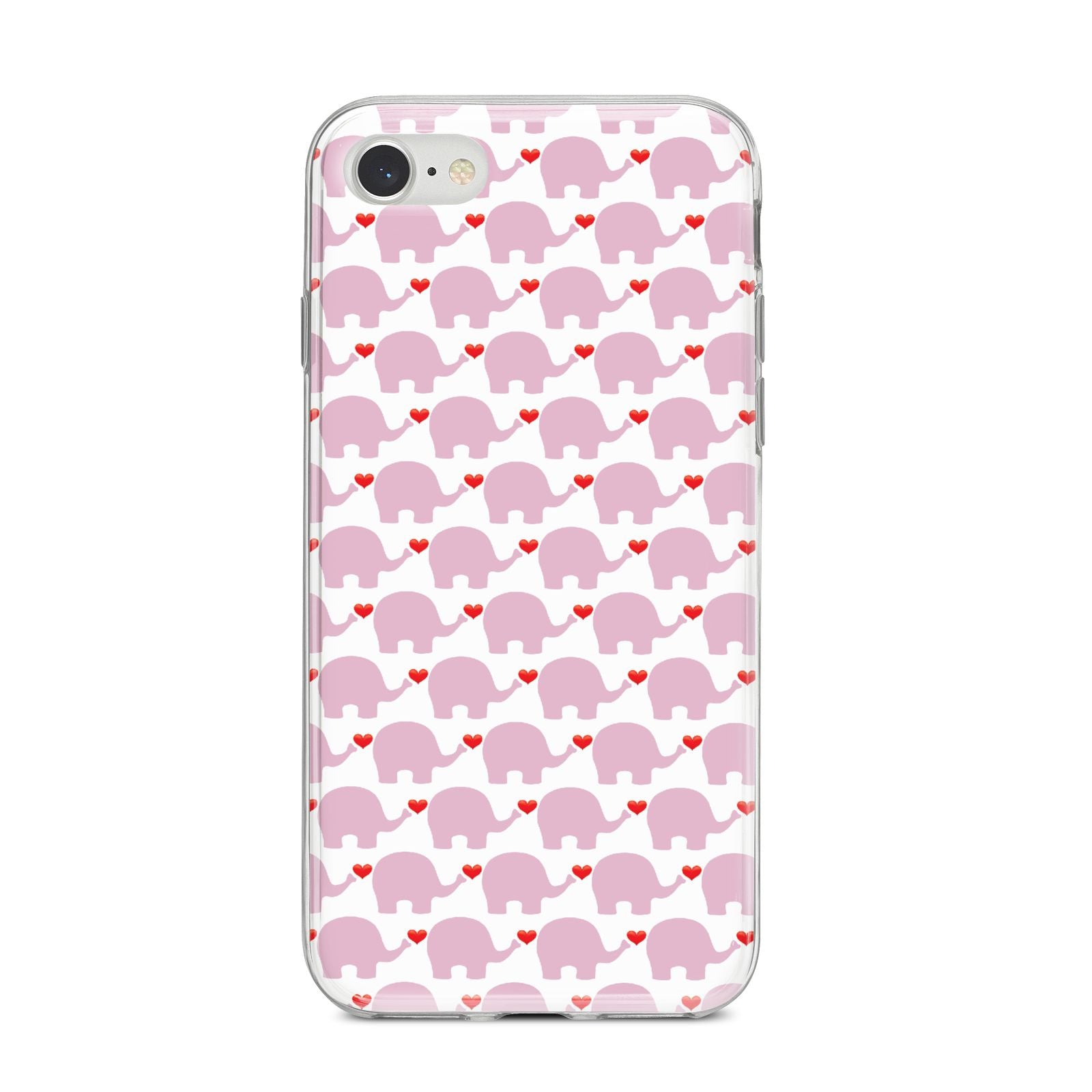 Valentines Pink Elephants iPhone 8 Bumper Case on Silver iPhone