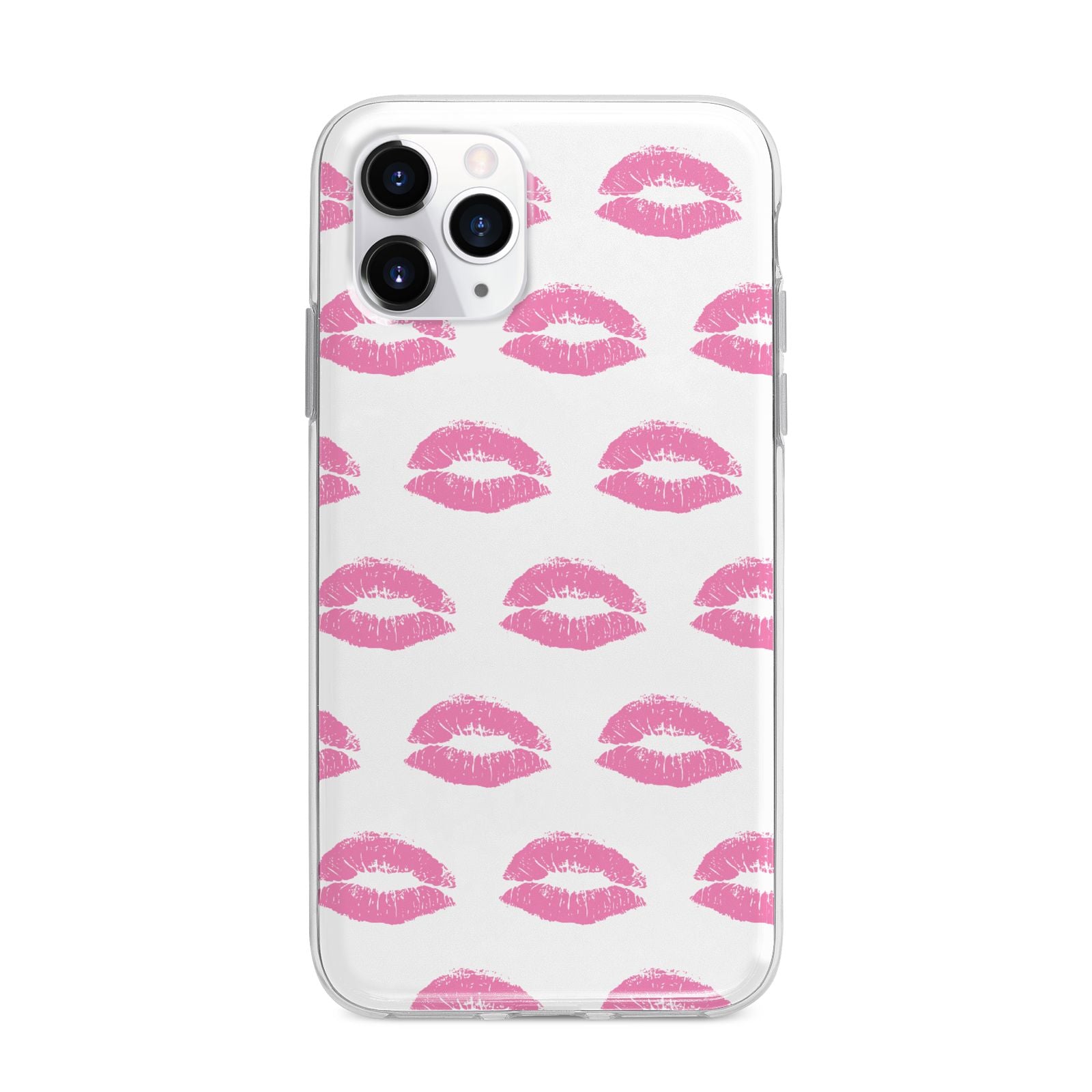 Valentines Pink Kisses Lips Apple iPhone 11 Pro Max in Silver with Bumper Case