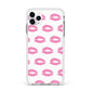 Valentines Pink Kisses Lips Apple iPhone 11 Pro Max in Silver with White Impact Case