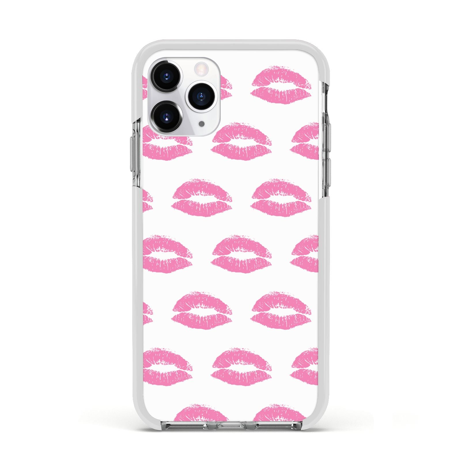 Valentines Pink Kisses Lips Apple iPhone 11 Pro in Silver with White Impact Case