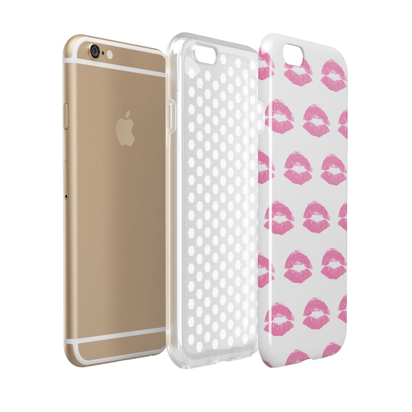 Valentines Pink Kisses Lips Apple iPhone 6 3D Tough Case Expanded view