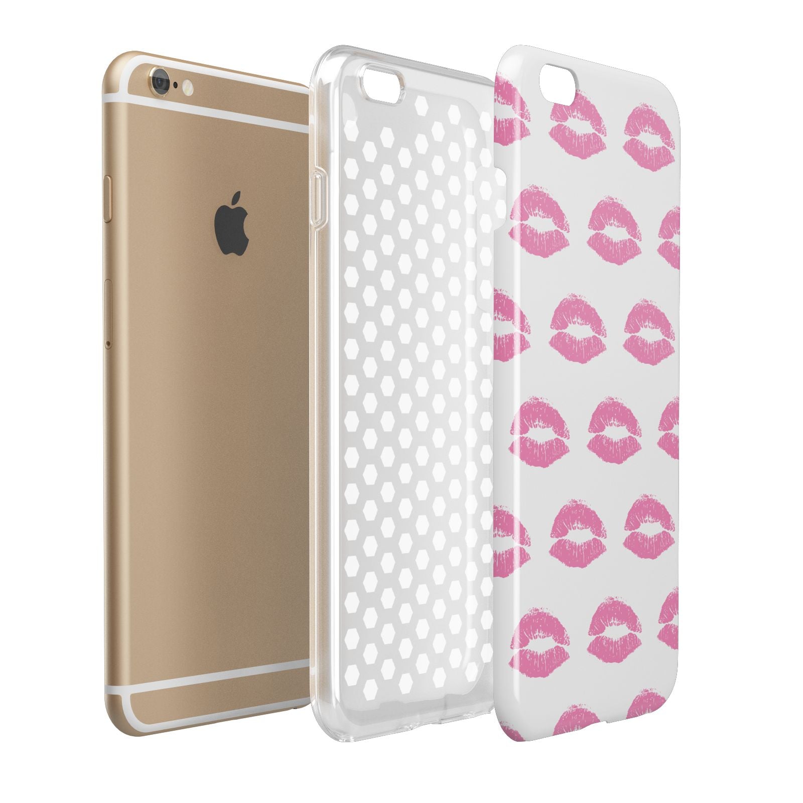 Valentines Pink Kisses Lips Apple iPhone 6 Plus 3D Tough Case