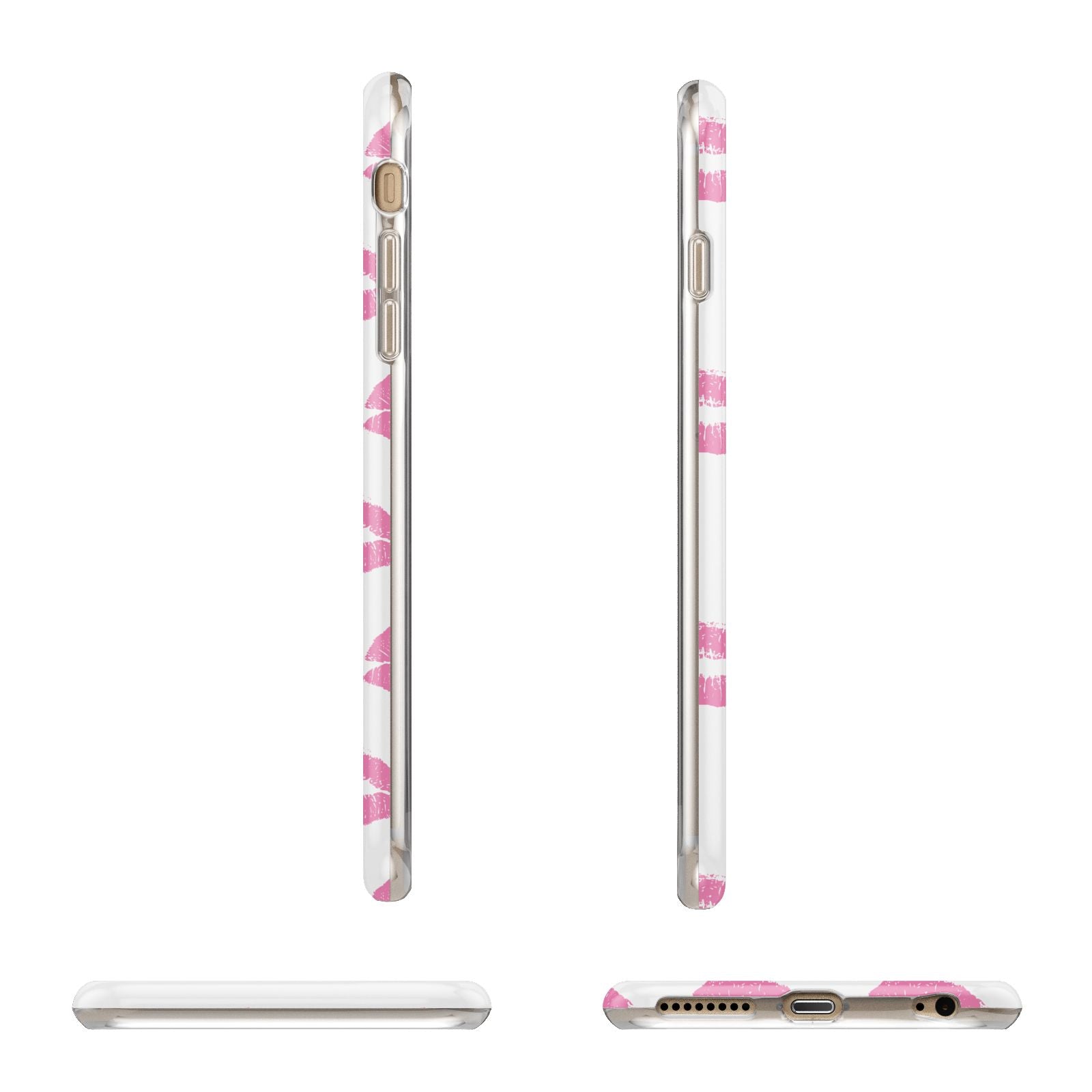 Valentines Pink Kisses Lips Apple iPhone 6 Plus 3D Wrap Tough Case Alternative Image Angles