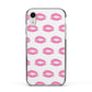 Valentines Pink Kisses Lips Apple iPhone XR Impact Case Black Edge on Silver Phone