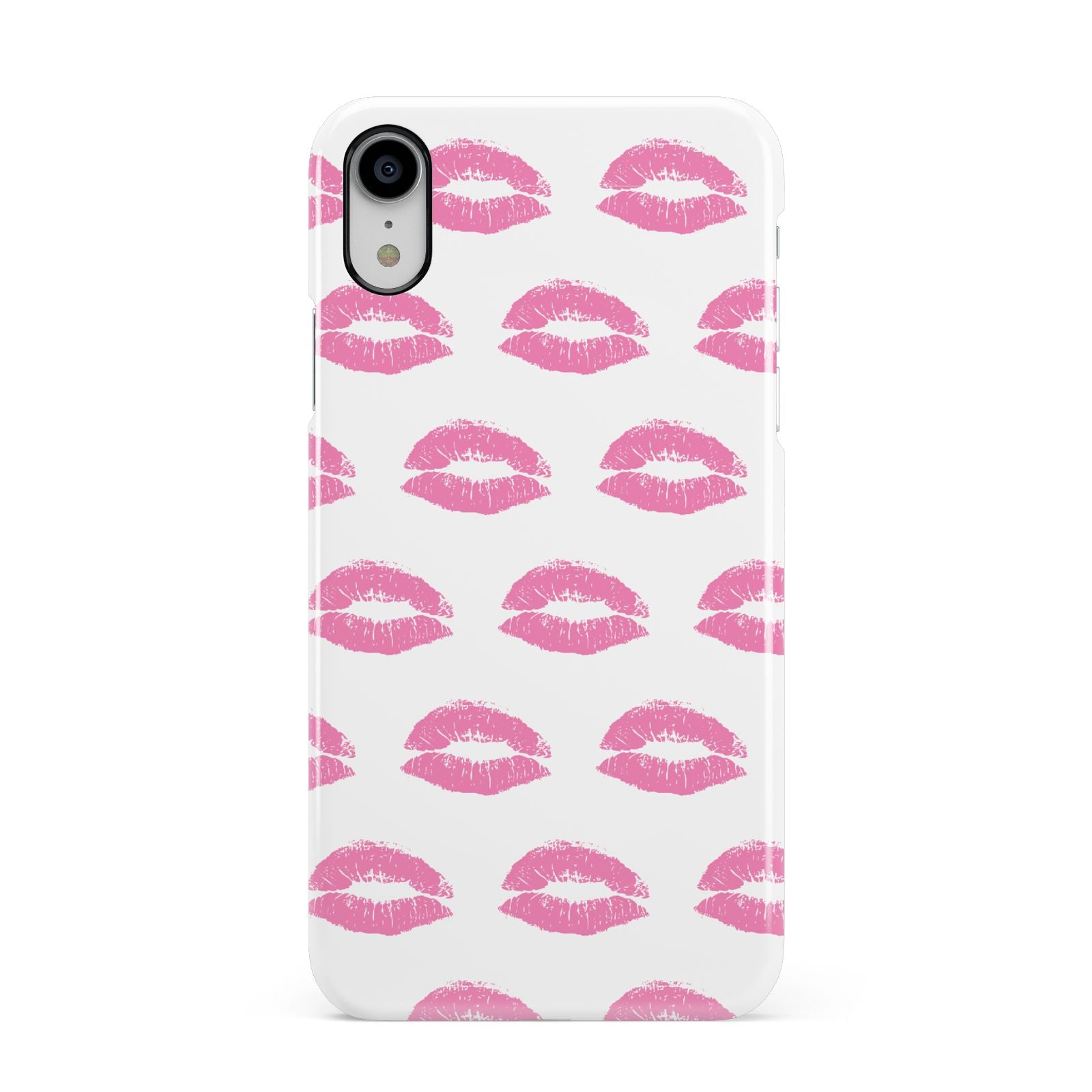 Valentines Pink Kisses Lips Apple iPhone XR White 3D Snap Case