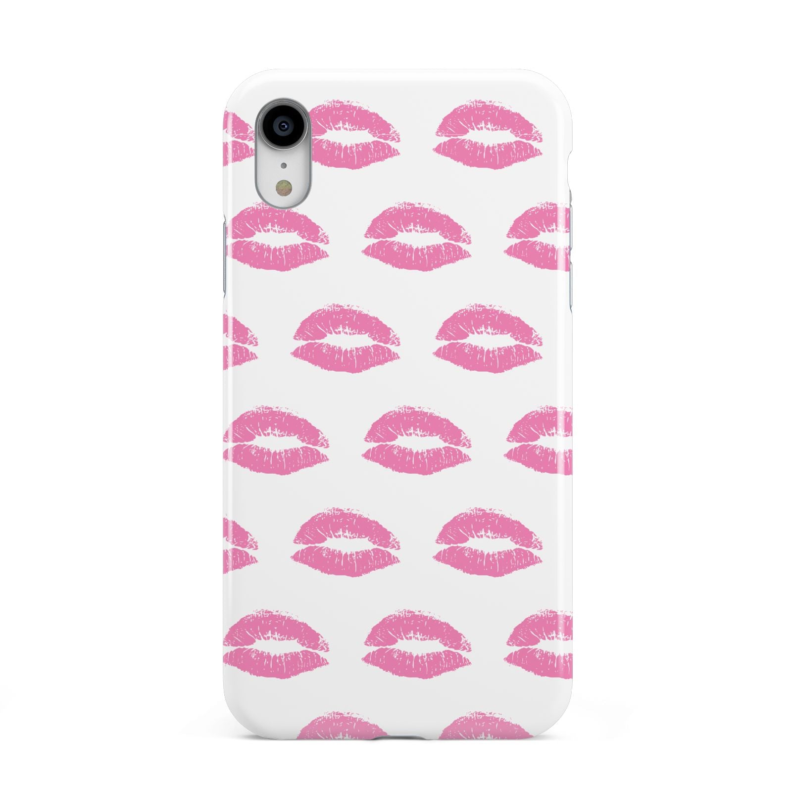 Valentines Pink Kisses Lips Apple iPhone XR White 3D Tough Case