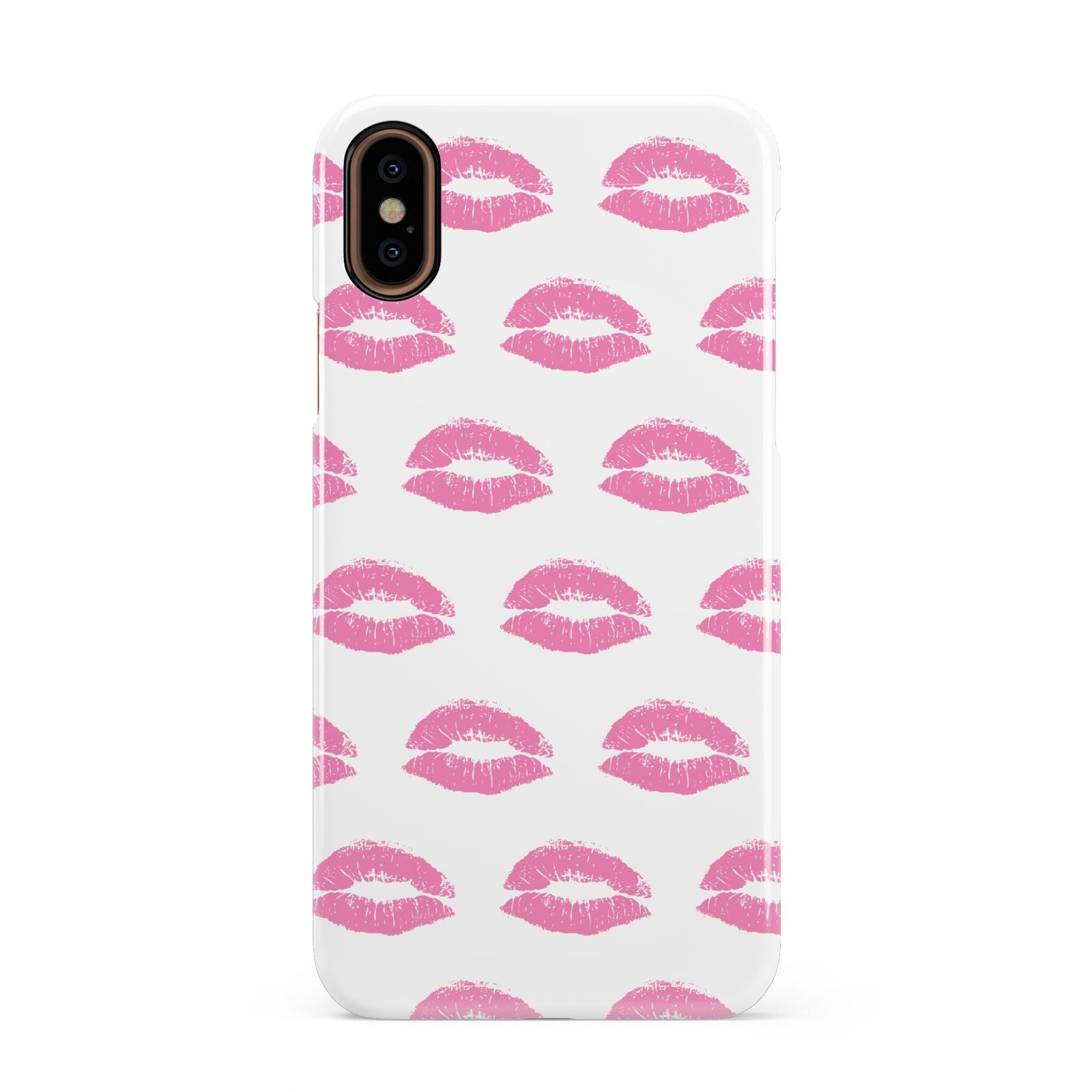 Valentines Pink Kisses Lips Apple iPhone XS 3D Snap Case