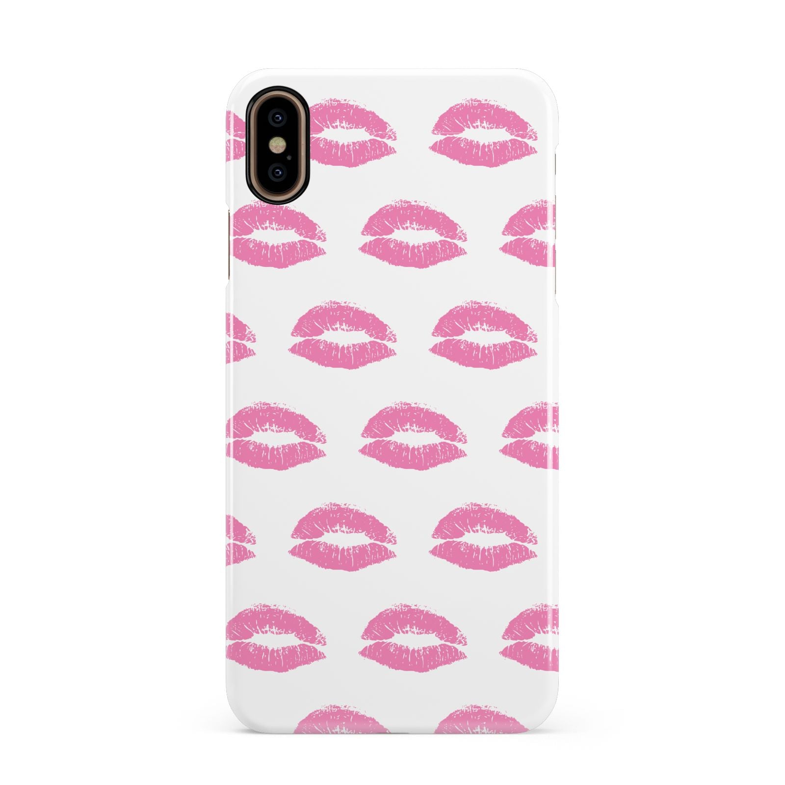 Valentines Pink Kisses Lips Apple iPhone Xs Max 3D Snap Case