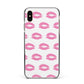 Valentines Pink Kisses Lips Apple iPhone Xs Max Impact Case Black Edge on Gold Phone