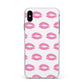 Valentines Pink Kisses Lips Apple iPhone Xs Max Impact Case White Edge on Black Phone