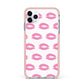 Valentines Pink Kisses Lips iPhone 11 Pro Max Impact Pink Edge Case