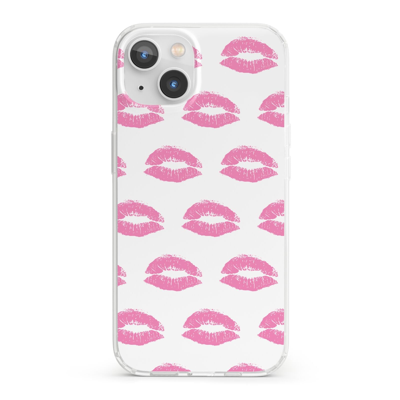Valentines Pink Kisses Lips iPhone 13 Clear Bumper Case